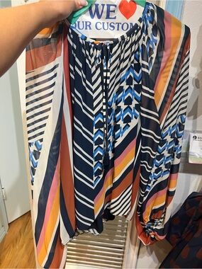 Ramy Brook Striped Multi-Color Long Sleeve Blouse